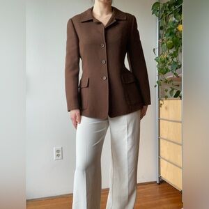 Preng D dang wool short coat brown fitted button down - size S/M